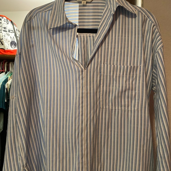 T.M.Lewin Men's Blue and White Striped 👔 k - Picture 11 of 13